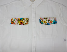 Load image into Gallery viewer, ADULT White Mesh Floral Pocket Top