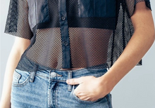 Load image into Gallery viewer, ADULT Black Mesh Pocket Top
