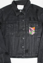 Load image into Gallery viewer, ADULT Floral Black Denim Jacket