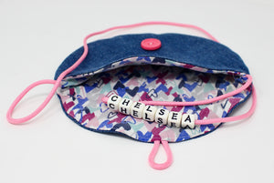 Personalized Denim Beaded Name Purse