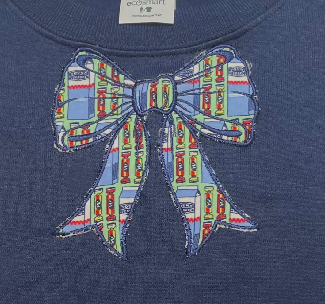 Navy Bow Collar Sweatshirt