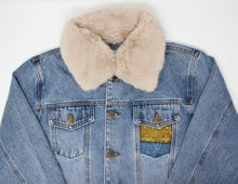 Load image into Gallery viewer, ADULT LV Denim Jacket w/ Detachable Faux-Fur Collar