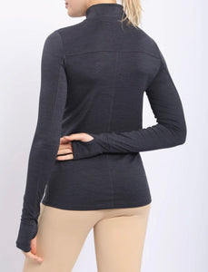 Black Embroidered Half-Zip Pullover