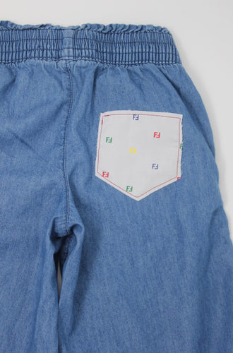 KIDS Fendi Logo Pocket Denim Capri