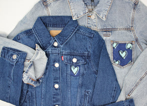 ADULT Heart Denim Jacket w/ Detachable Faux-Fur Collar