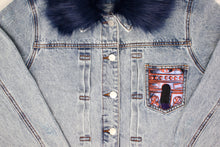 Load image into Gallery viewer, ADULT Chess Denim Jacket w/ Detachable Faux-Fur Collar