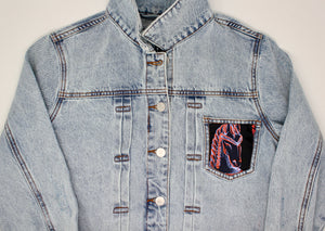 ADULT Chess Denim Jacket w/ Detachable Faux-Fur Collar