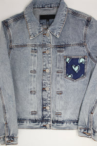 ADULT Heart Denim Jacket w/ Detachable Faux-Fur Collar
