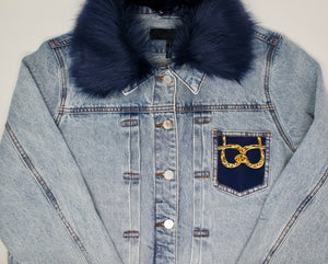 ADULT Chain Denim Jacket w/ Detachable Faux-Fur Collar