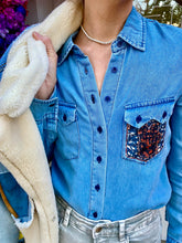 Load image into Gallery viewer, ADULT Peace Denim Top