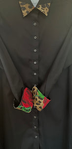 ADULT Leopard & Rose Shirt Dress