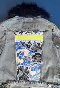 ADULT Erdem Denim Jacket w/ Detachable Faux-Fur Collar